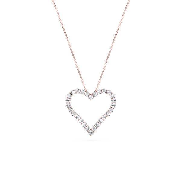 Round Lab Grown Diamond Shared Prong Heart Pendant - 16 to 18 Inches