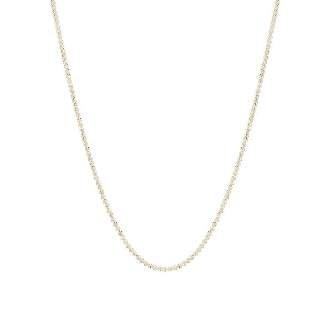 Round Lab Grown Diamond Bezel Tennis Necklace