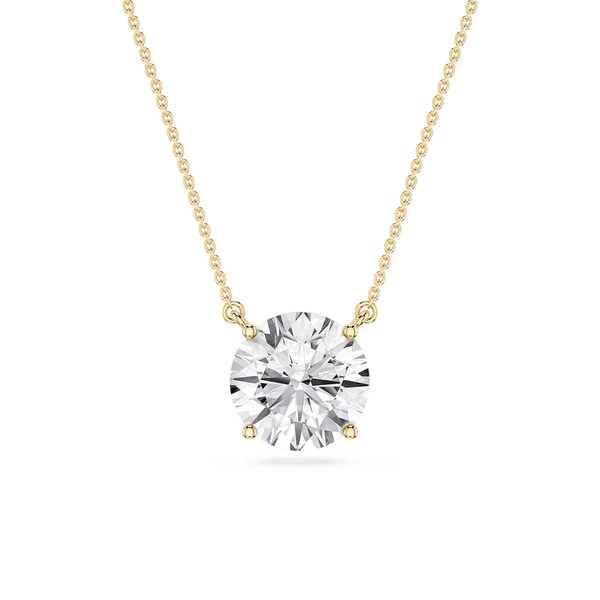 Round Lab Grown Diamond 4 Prong Solitaire Pendant - 16 to 18 Inches