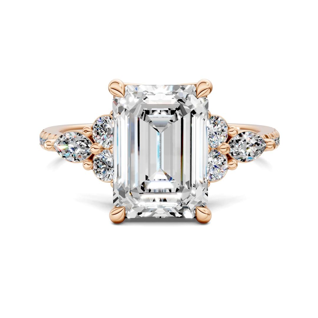 Lab Grown Round and Marquise Cluster Ring