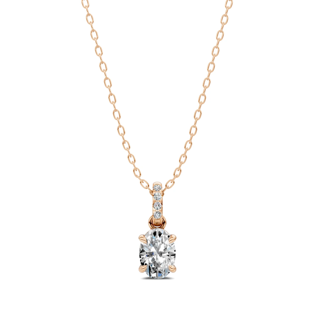Lab Grown Pave Bail Oval Pendant