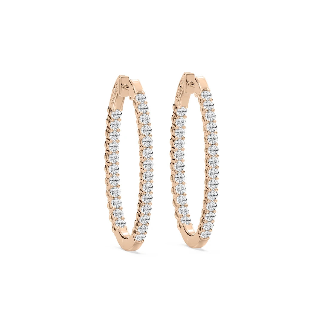 Round Lab Grown Diamond Oval-Shaped Inside-Out Hoop Earrings