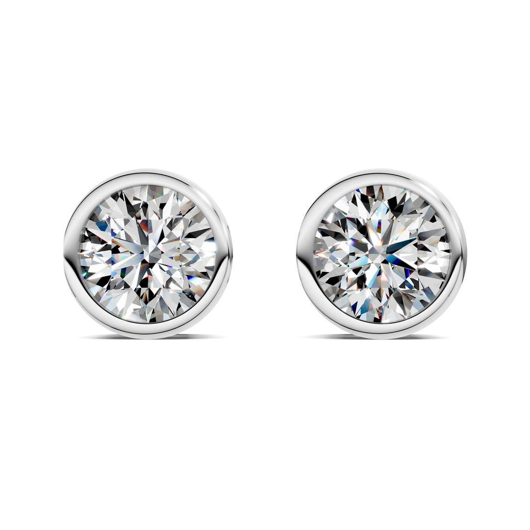 Lab Grown Round Cut Bezel Studs
