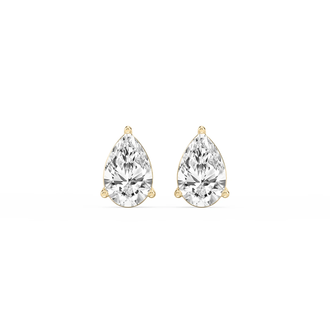 Pear Certified Lab Grown Diamond Three Prong Basket Stud Earrings