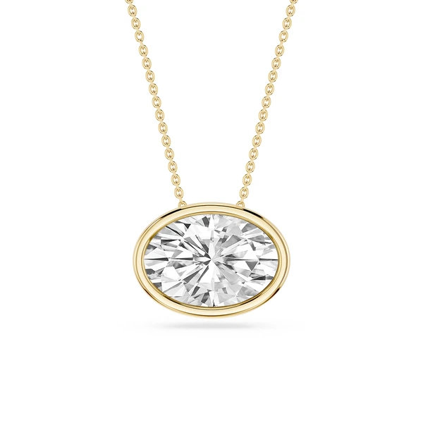 Oval Lab Grown Diamond East West Solitaire Slide Pendant - 18 Inches