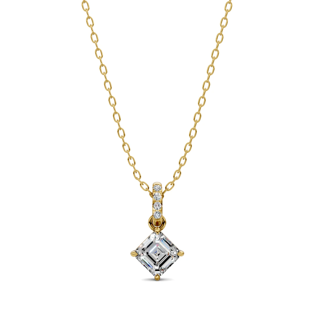 Lab Grown Pave Bail Asscher Pendant