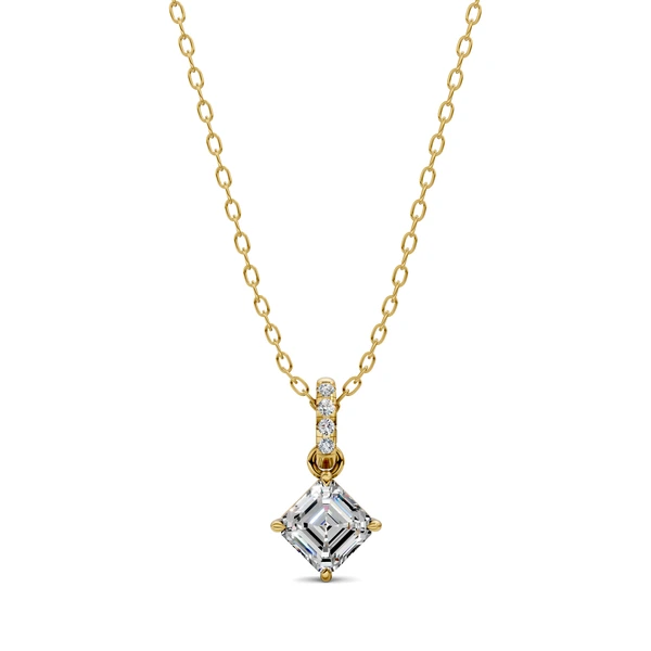 Lab Grown Pave Bail Asscher Pendant