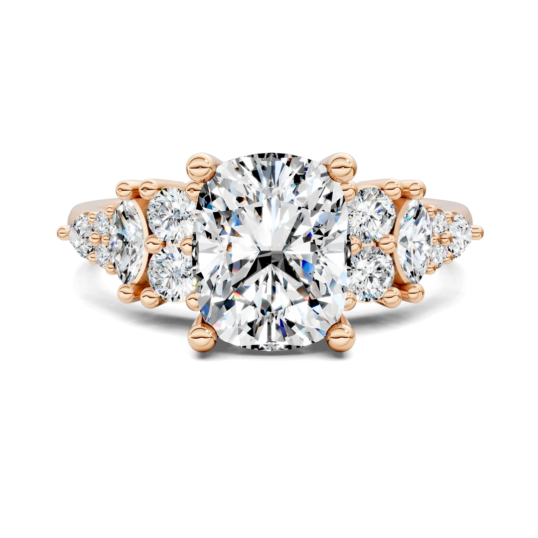 Lab Grown Marquise and Round Cluster Ring