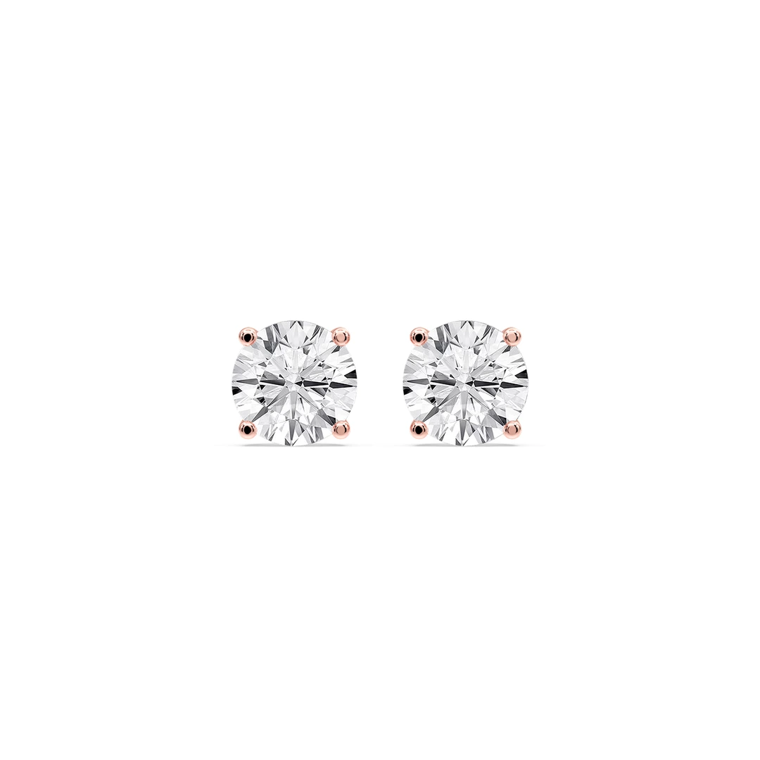 Round Certified Lab Grown Diamond Classic Four Prong Guardian Back Stud Earrings
