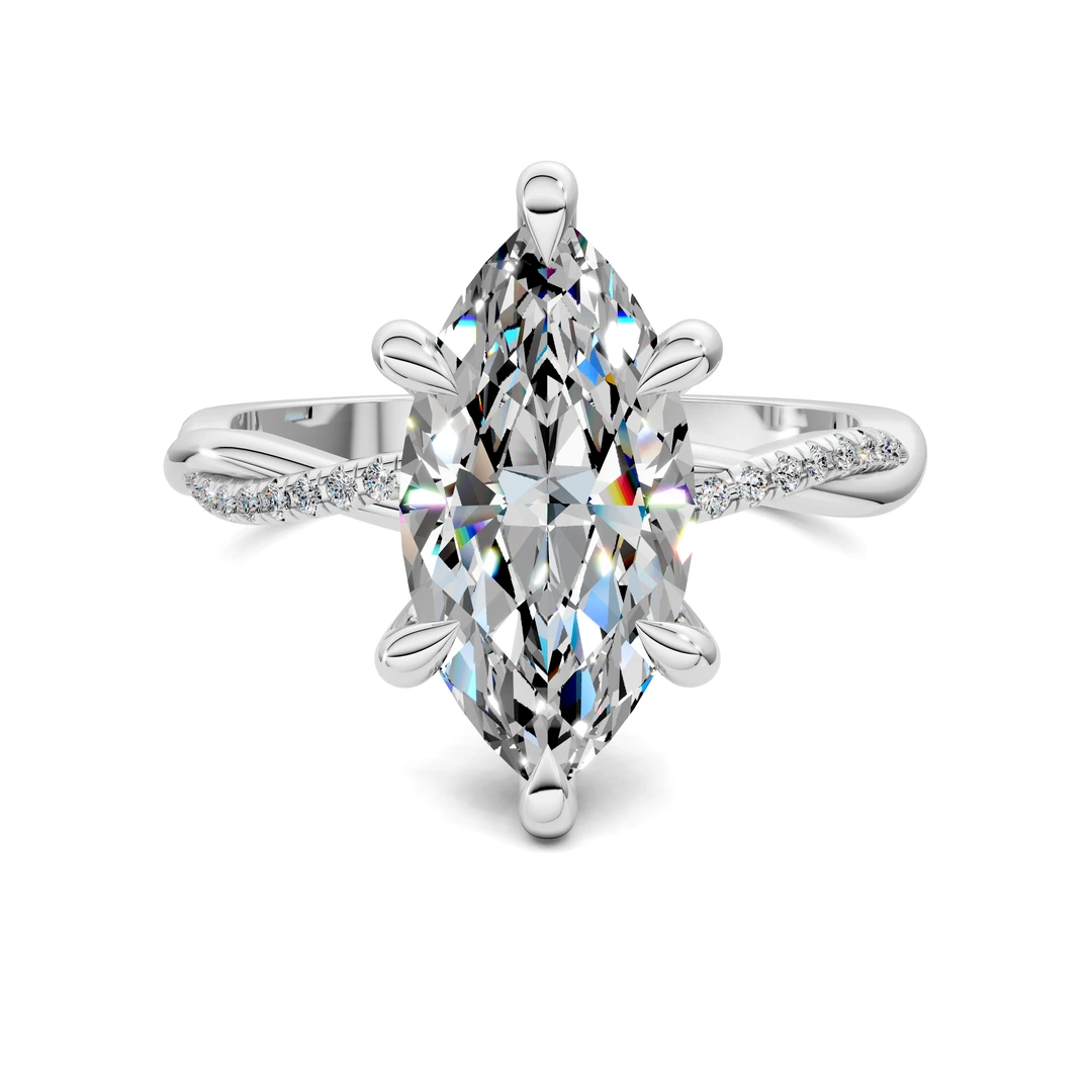 Lab Grown Scalloped twisted Pavé Ring