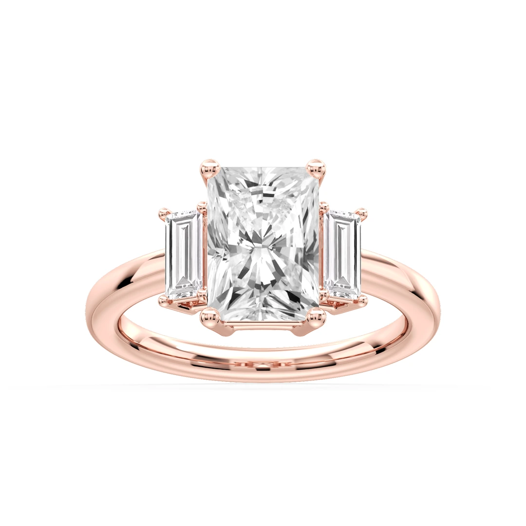 Radiant Lab Grown Diamond Three Stone Engagement Ring