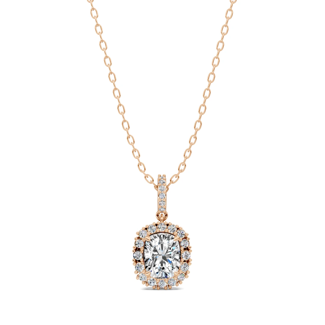 Lab Grown Halo Cushion Pendant