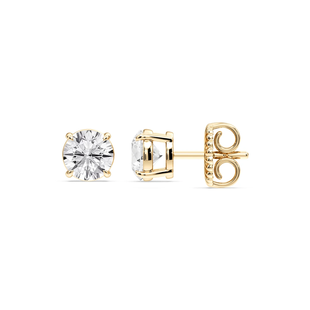 Round Certified Lab Grown Diamond Claw Prong Stud Earrings