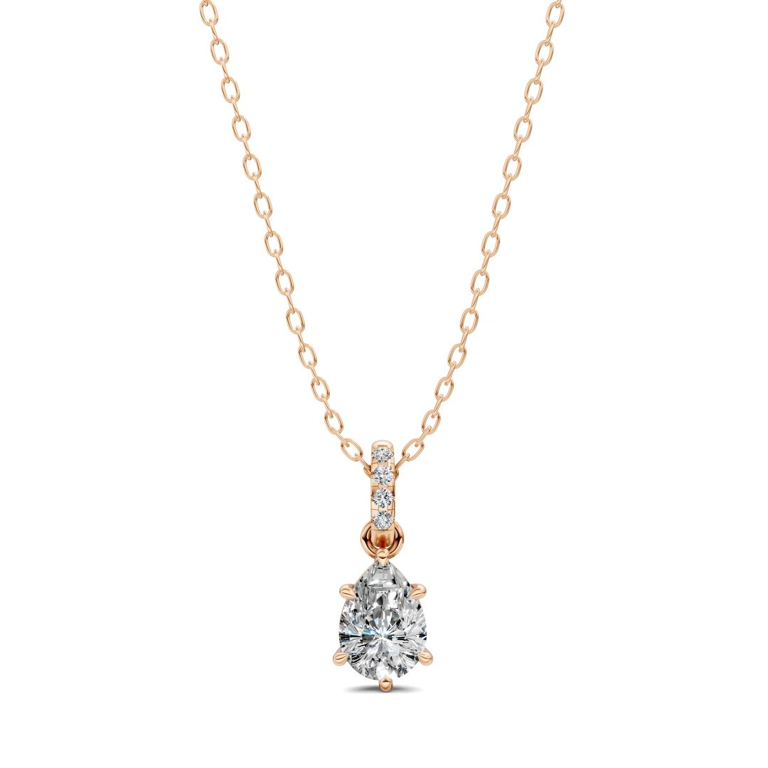 Lab Grown Pave Bail Pear Pendant