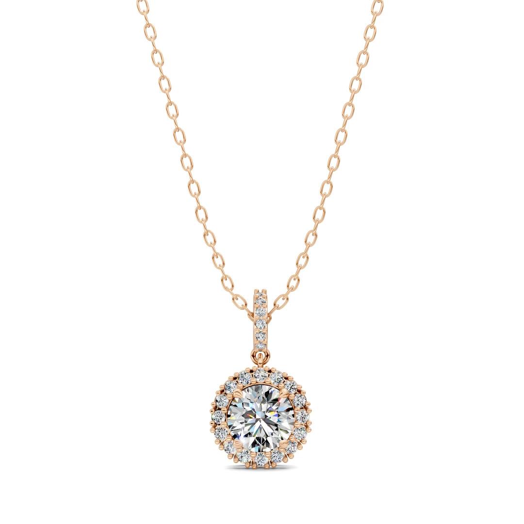 Lab Grown Halo Round Pendant