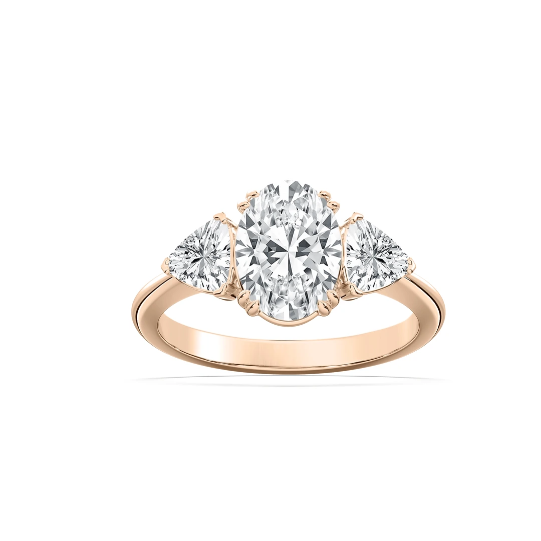 Oval Lab Grown Diamond with Trillion Sides Three Stone Engagement Ring
