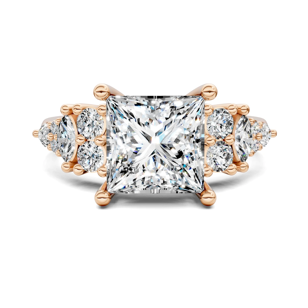 Lab Grown Marquise and Round Cluster Ring