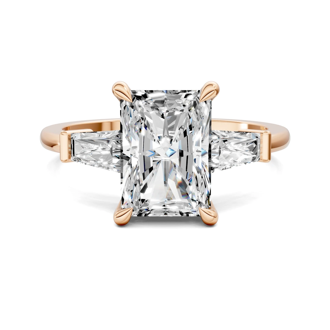 Lab Grown Tapered Baguette Three Stone Ring