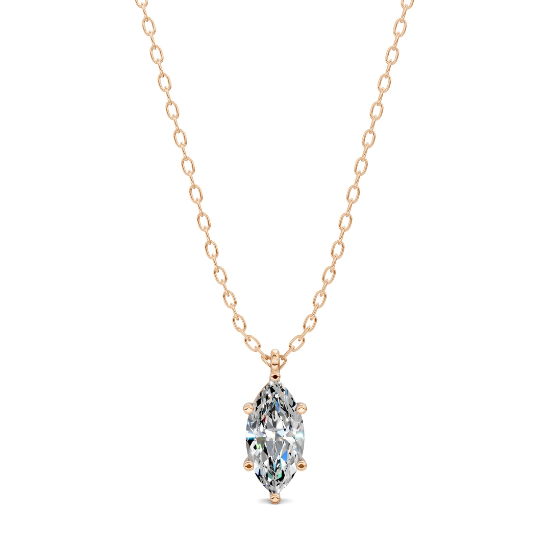 Lab Grown Solitaire Marquise Diamond Pendant