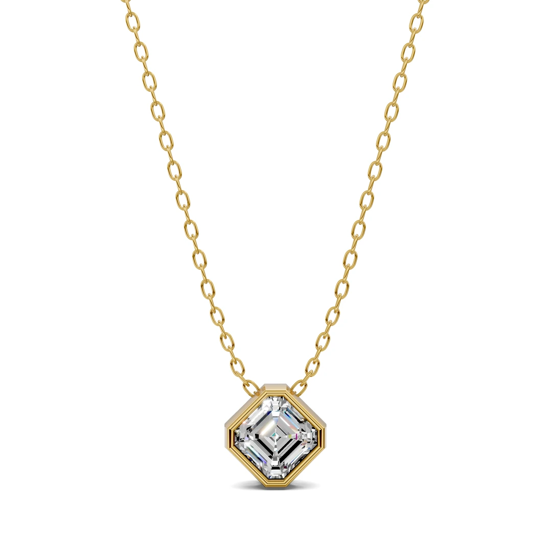 Lab Grown Asscher Bezel Pendant