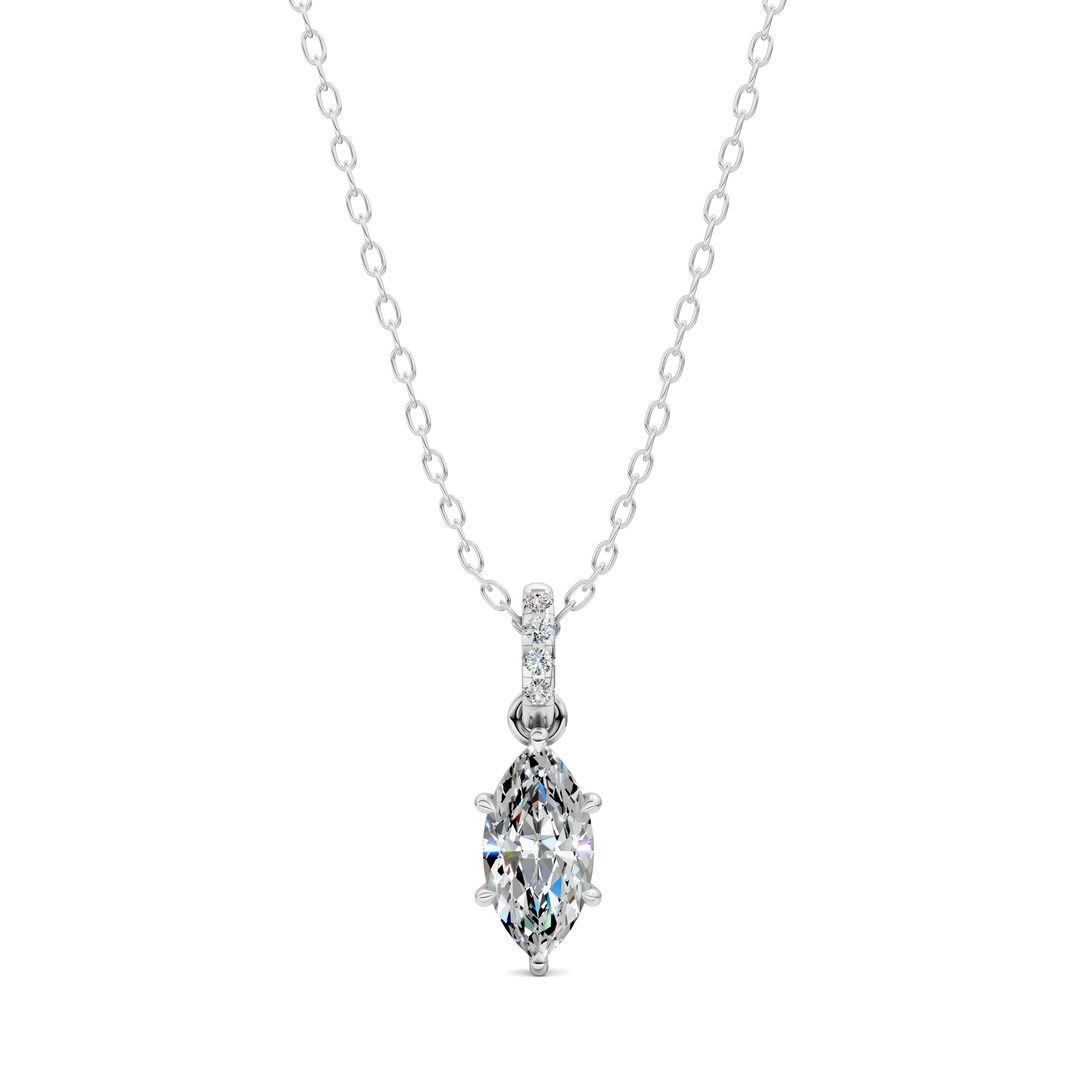 Lab Grown Pave Bail Marquise Pendant