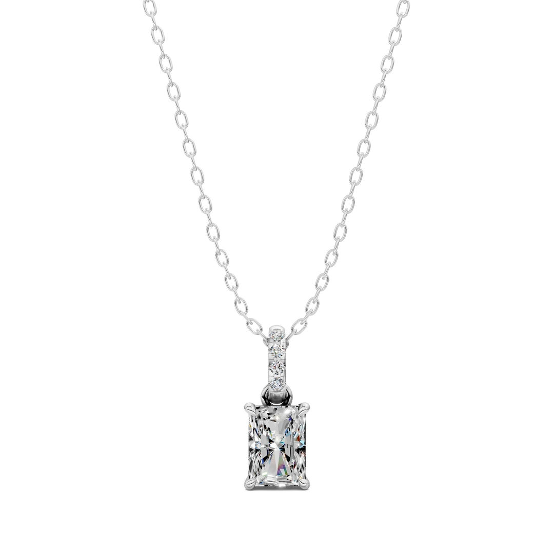 Lab Grown Pave Bail Radiant Pendant