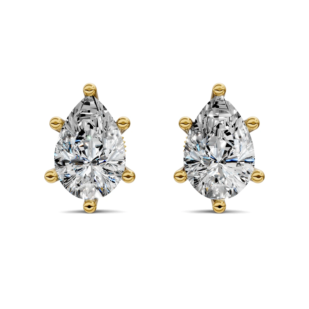 Lab Grown Pear Cut Basket Studs