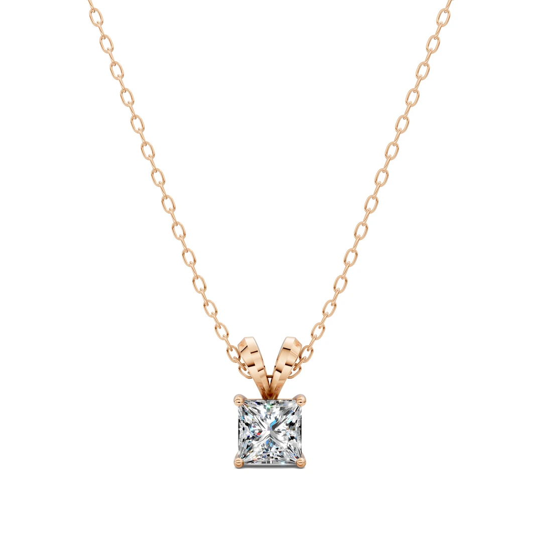 Lab Grown Split Bail Princess Pendant