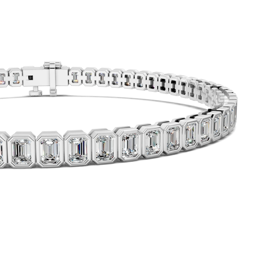 Lab Grown Emerald Bezel Tennis Bracelet