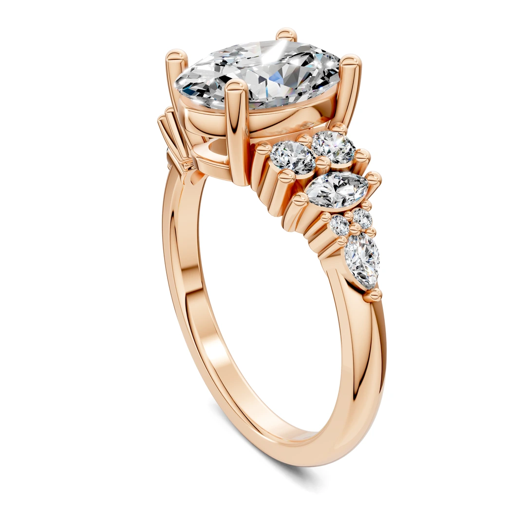 Lab Grown Marquise and Round Cluster Ring