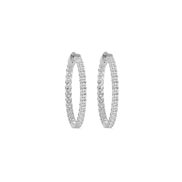 Round Lab Grown Diamond Inside-Out Four Prong Hoop Earrings