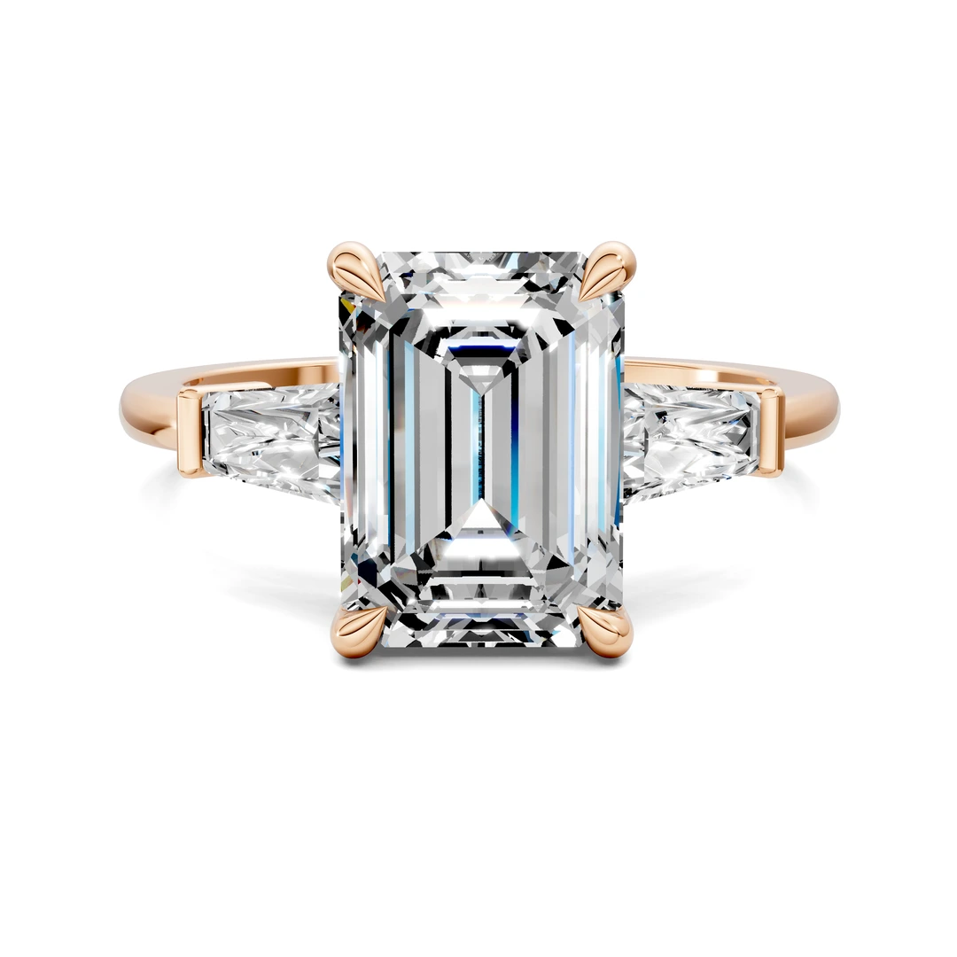 Lab Grown Tapered Baguette Three Stone Ring