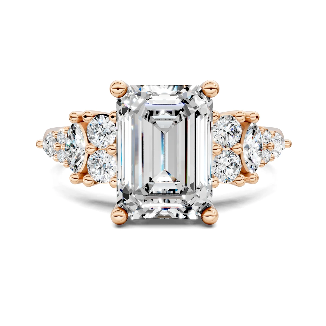Lab Grown Marquise and Round Cluster Ring