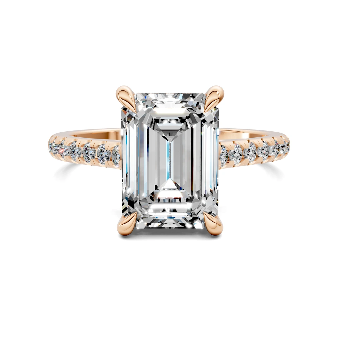Lab Grown Hidden Halo Cathedral Pavé Ring