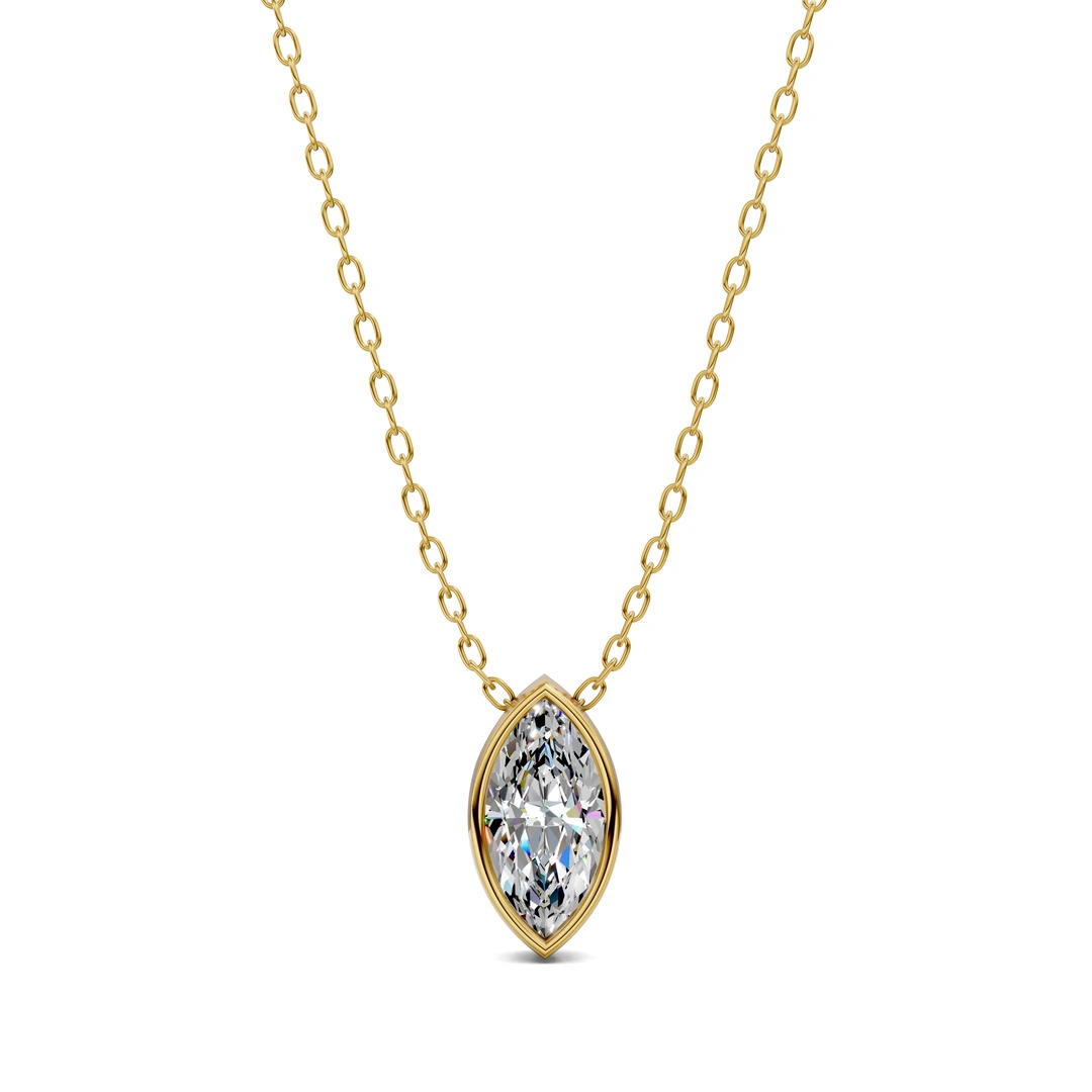 Lab Grown Marquise Bezel Pendant