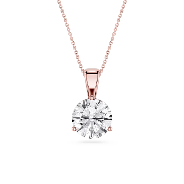 Round Lab Grown Diamond 3 Prong Solitaire Pendant - 16 to 18 Inches