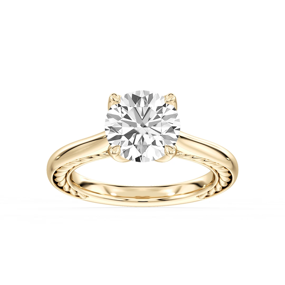 Round Lab Grown Diamond Lasso Rope Solitaire Engagement Ring