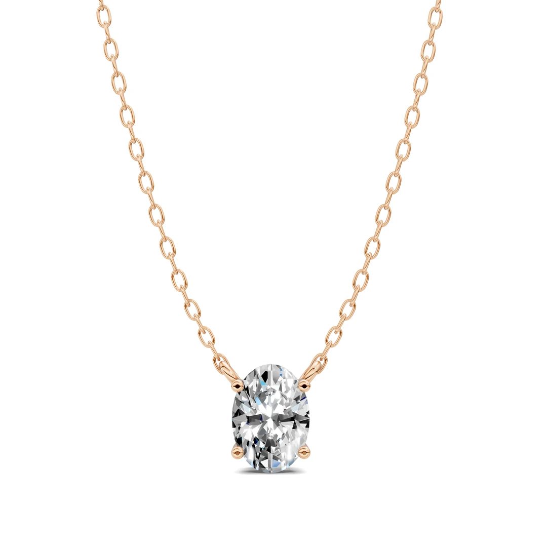Lab Grown Solitaire Oval Diamond Pendant
