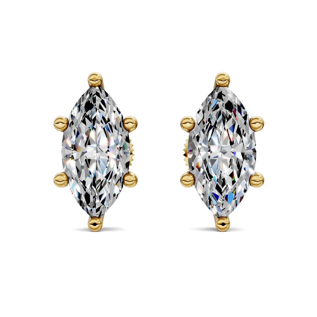 Lab Grown Marquise Cut Basket Studs