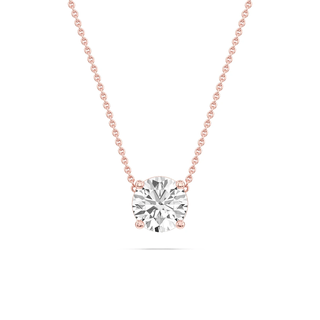 Round Lab Grown Diamond 4 Prong Solitaire Slider Pendant - 16 to 18 Inches