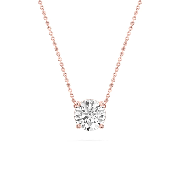 Round Lab Grown Diamond 4 Prong Solitaire Slider Pendant - 16 to 18 Inches
