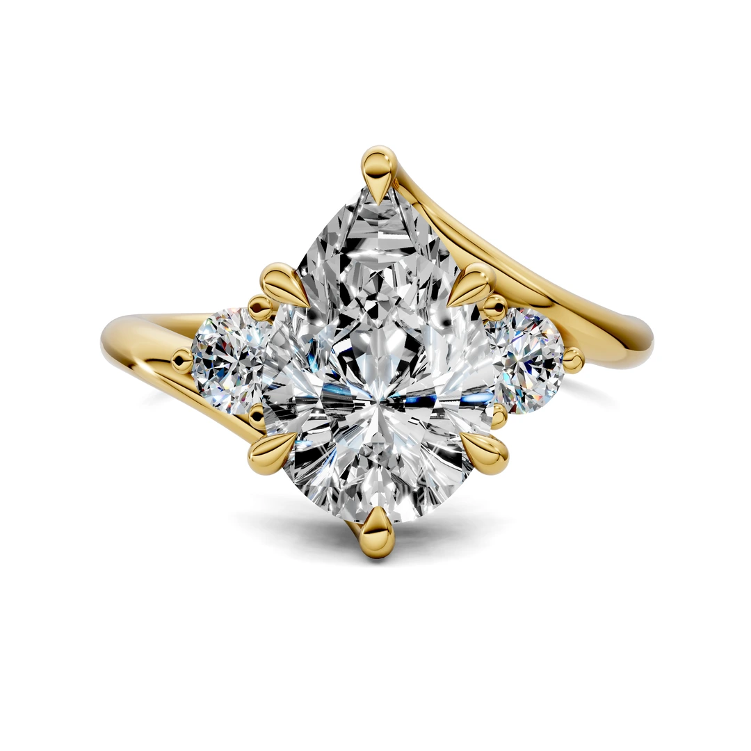 Lab Grown Bypass Three Stone Ring