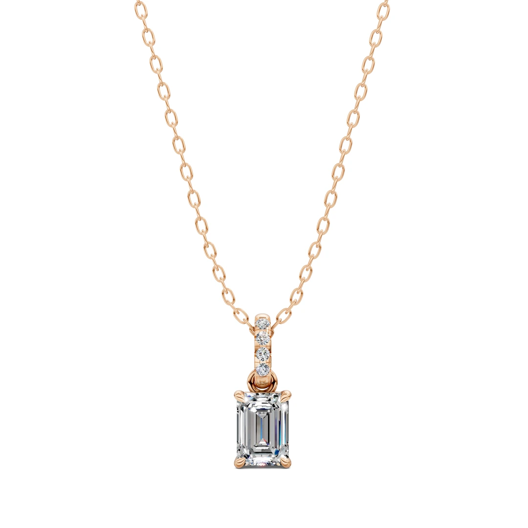 Lab Grown Pave Bail Emerald Pendant