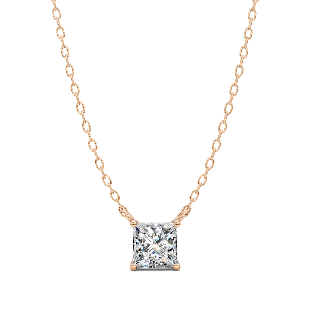 Lab Grown Solitaire Princess Diamond Pendant