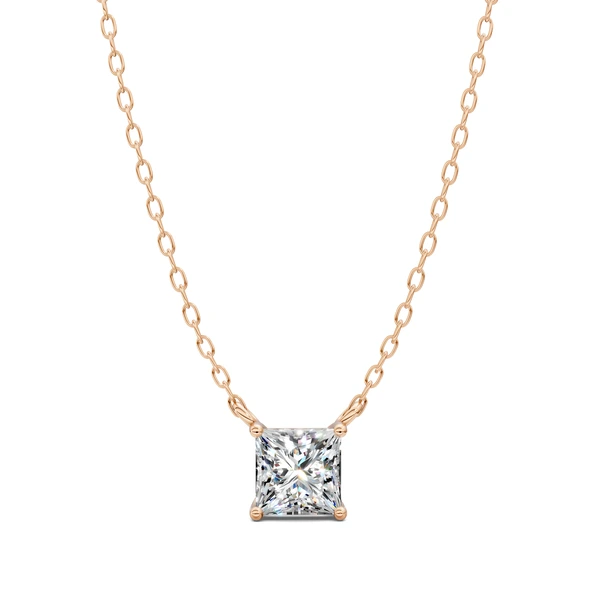 Lab Grown Solitaire Princess Diamond Pendant