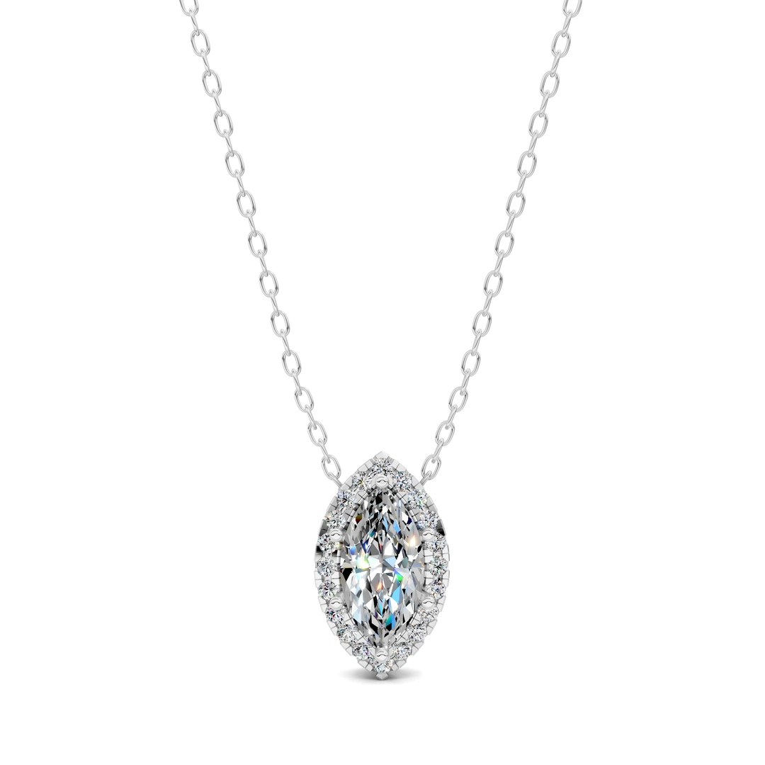 Lab Grown Halo Diamond Marquise Pendant