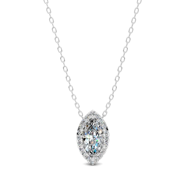 Lab Grown Halo Diamond Marquise Pendant
