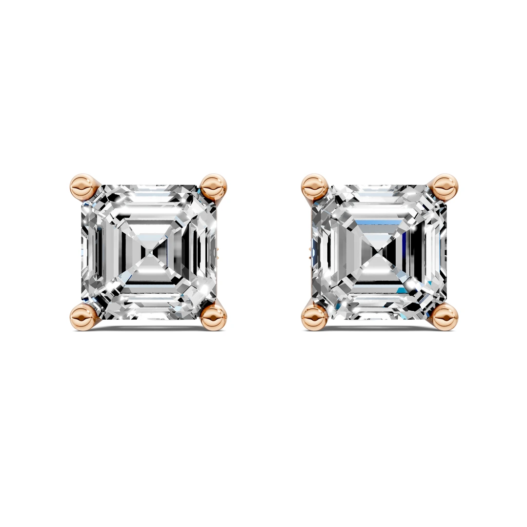 Lab Grown Asscher Cut Basket Studs