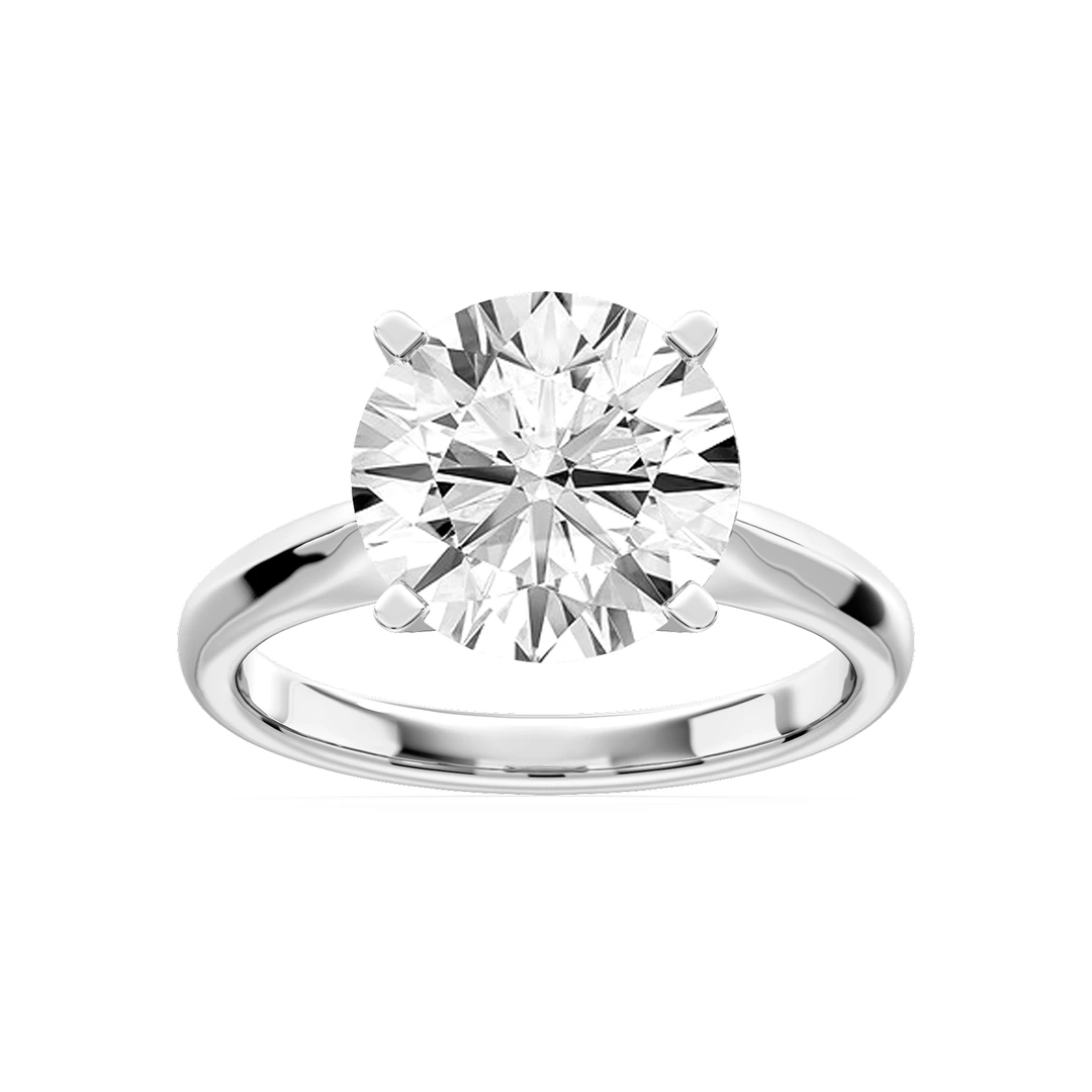 Round Lab Grown Diamond Knife Edge Cathedral Solitaire Engagement Ring