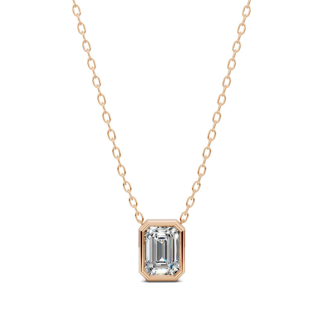 Lab Grown Emerald Bezel Pendant
